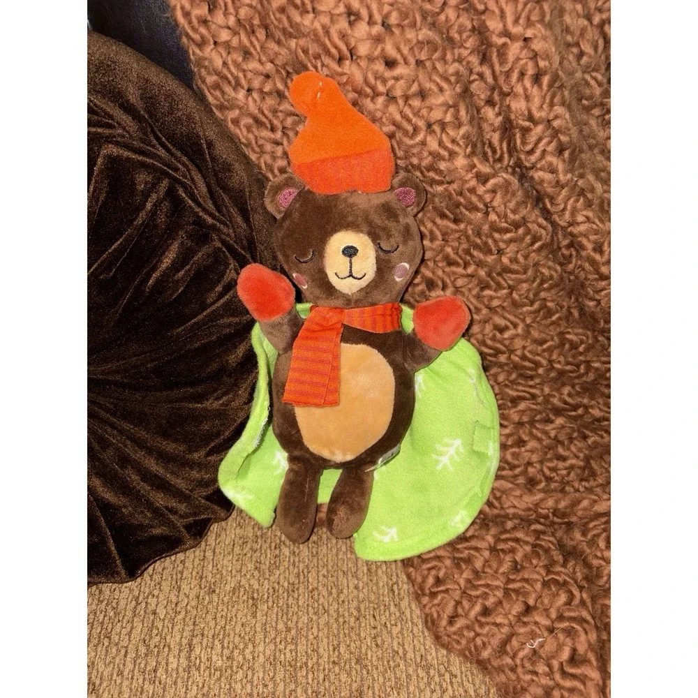 Target‎ Winter Brown Teddy In Green Lovey Blanket Bear Plush Stuffed Animal